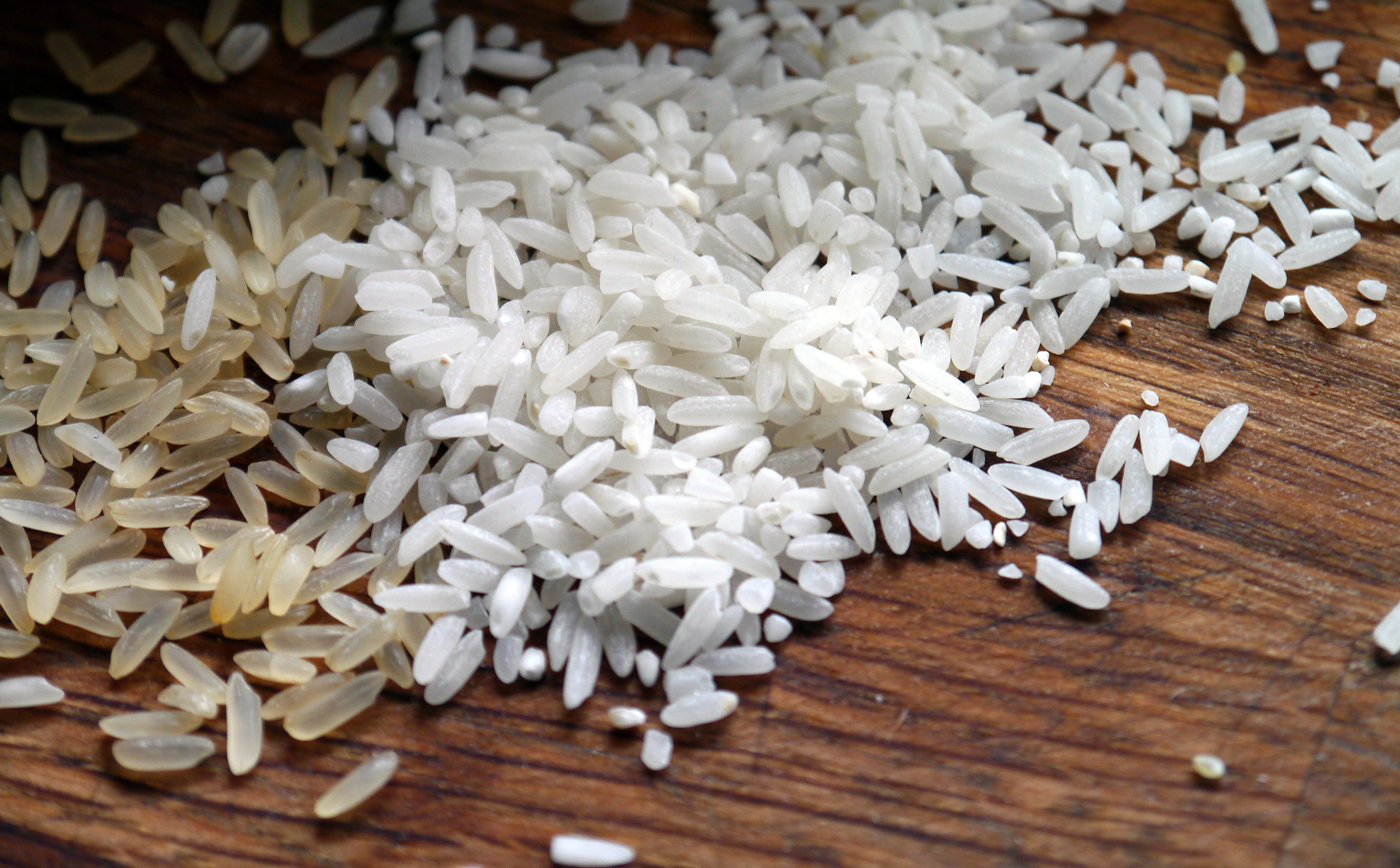 Rice on a table